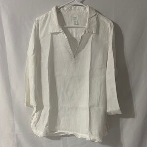 Sigrid Olsen Cream Casual Button Down Shirt